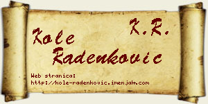 Kole Radenković vizit kartica